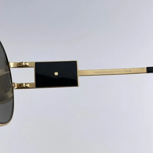 Versace VE2252 10026G Sunglasses Gold Mirror Grey Metal Pilot Men - Picture 8 of 9